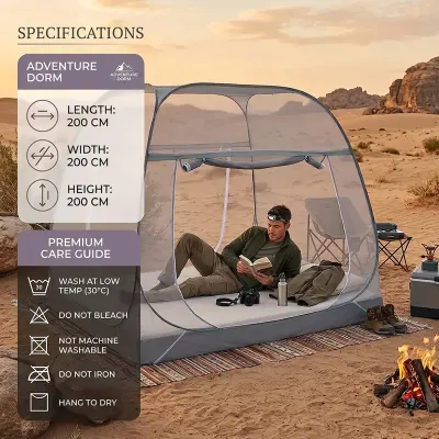 Generic Foldable Mosquito Tent 200×200×200cm – Insect Protection with Steel Pole Frame & Travel Bag