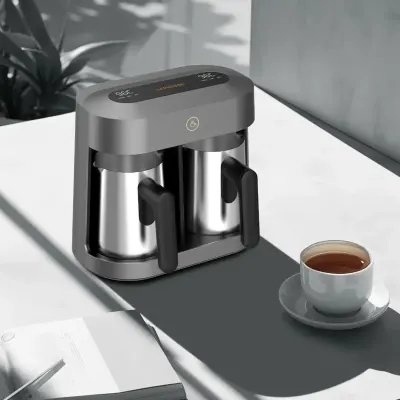Lepresso Dual Pot Electric Turkish Coffee Maker with 2 x 250ml Stainless Steel Cezves, Digital Control Panel, 3 Boiling Modes, 800W