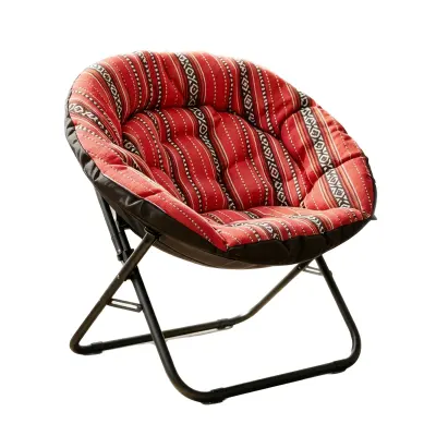 Generic Foldable Saucer Chair | Portable Padded Moon Lounge Chair with Sturdy Steel Frame