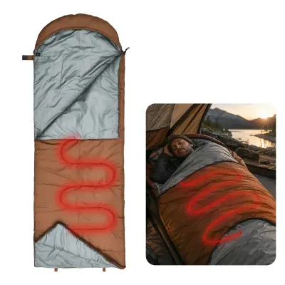 Porodo Electric Heated Camping Sleeping Bag 3 Adjustable Temperature Settings 35°C to 55°C Nanotube Heating Technology 200g Hollow Fiber Pongee Material