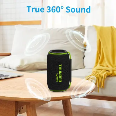 WiWu Portable Wireless Bluetooth 5.0 Speaker with Dual High-Fidelity Drivers, Passive Bass Radiator, TWS Stereo Pairing, IPX-Rated Splash Resistance, RGB Lighting and Up to 8–10 Hours Playtime – Black