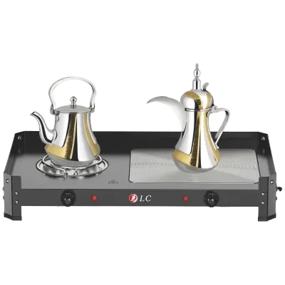 DLC 1250W Portable Double Burner Electric Hot Plate with 1000W Stainless Steel Heating Plate, 250W Spiral Coil Burner, Dual Cooking Zones, Overheat Protection and Compact Countertop Design