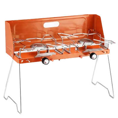DLC Portable Double Burner Gas Camping Stove with 3800W High-Power Cooking Performance, Dual Cooking Stations, Adjustable Multi-Stage Flame Control