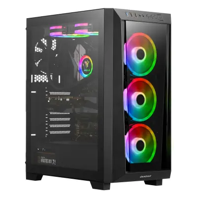 GAMDIAS Mid-Tower ATX Gaming PC Case with 3 X 120mm ARGB Front Fans, 120mm Rear Fan