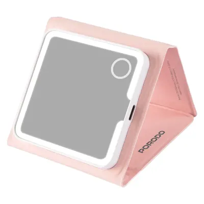 Porodo Lily LED Portable Tri-Fold Makeup Mirror Dimmable Travel Vanity Mirror