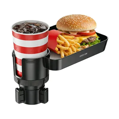 Green Lion Multi-Function Car Cup Holder Tray with 360° Rotation, Food & Beverage Holder, Anti-Shake Cup Holder, Large Storage Tray, Secure Locking Clamp, Universal Car Fit