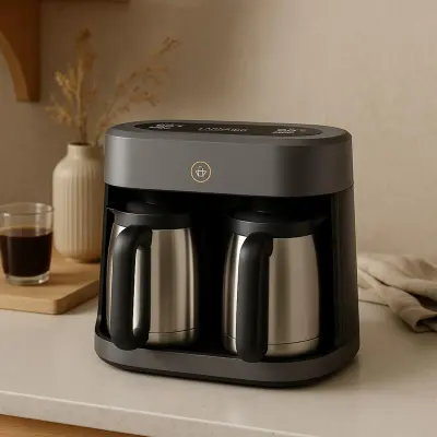 Lepresso Dual Pot Electric Turkish Coffee Maker with 2 x 250ml Stainless Steel Cezves, Digital Control Panel, 3 Boiling Modes, 800W