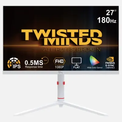 Twisted Minds 27 Inch FHD 180Hz 0.5ms Fast IPS HDMI 2.1 Gaming Monitor White