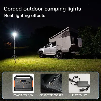 Generic Portable COB LED Camping Light with Adjustable Tripod Stand – High-Power Outdoor Work Light Kit with Storage Bag