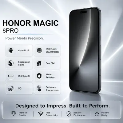 Honor HONOR Magic 8 Pro Dual SIM 12GB RAM 512GB 7100mAh 200MP Triple Camera Snapdragon 8 Elite Gen 5 5G Smartphone – Middle East Version