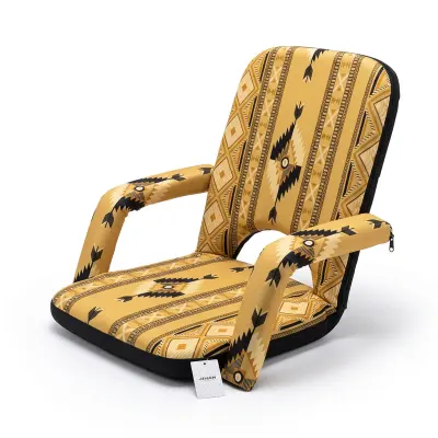 Generic Foldable Ground Seating Chair – Portable Padded Floor Lounge Chair with Backrest for Majlis & Camping Yellow