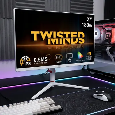 Twisted Minds 27 Inch FHD 180Hz 0.5ms Fast IPS HDMI 2.1 Gaming Monitor White