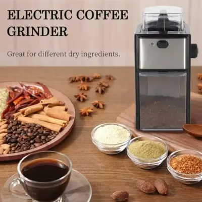 DLC 150W Multi-Speed Electric Coffee Bean Grinder with 120g Grinding Capacity, Adjustable Grinding Speed Settings, 220–240V Electric Motor
