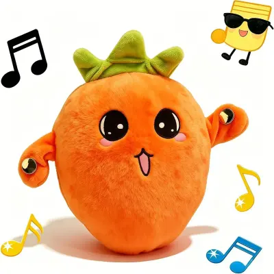 Generic Interactive Musical Plush Toy with Touch Sensor, Sound Effects and Learning Activities for Kids Carrot