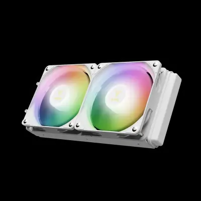 GAMDIAS AURA GL240 DIGITAL White 240mm AIO Liquid CPU Cooler with 2.1-Inch Digital Display, Dual 120mm PWM ARGB Hydraulic Fans, Copper Base, EPDM Sleeved Tubes, Real-Time CPU Monitoring and Intel LGA1851 AMD AM5 Support