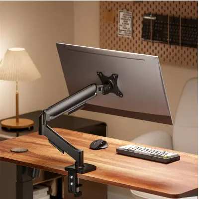 Skill Tech Single Counterbalance Mechanical Spring Monitor Desk Arm for 17–32 Inch Flat & Curved Screens with 2–9kg Load Capacity, VESA 75 X 75 / 100 X 100mm, ±90° Tilt & Swivel, 360° Screen Rotation, 450mm Extension, Height Adjustment, Cable Management & Clamp/Grommet Installation