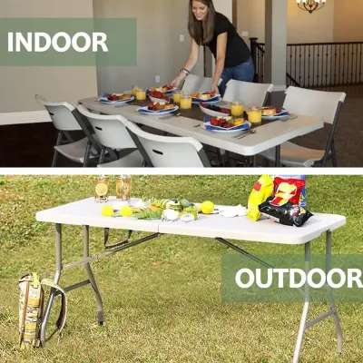 Generic 152cm Foldable Table with Built-in Handle – Heavy Duty Portable Table with Steel Legs for Camping, Events & Outdoor Use