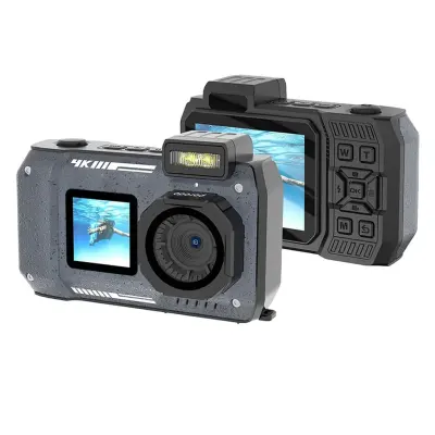 Porodo Waterproof Digital Camera Dual Screen & 18x Zoom, Porodo - Black