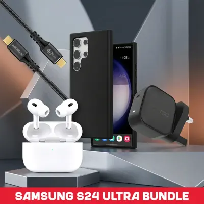Combo Samsung S24 Ultra Silicone Case + 67W GaN USB-C Wall Charger + 240W USB-C to USB-C Cable + Wireless Bluetooth 5.3 TWS Earbuds