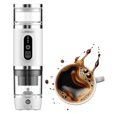 Lepresso 4-in-1 Portable Coffee Maker + Milk Frother – Compact, Dual-Cup, Battery & USB-C Compatible