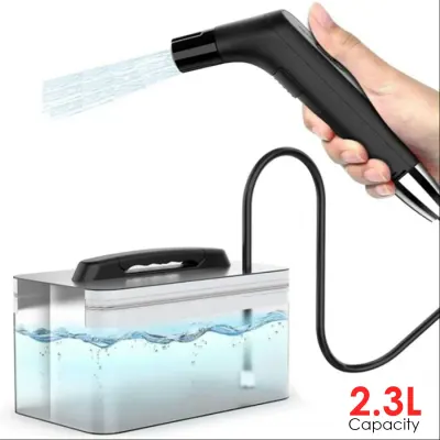 DLC Portable Shattaf Bidet Sprayer – 2.3L Tank, 800mAh Battery, 120cm Hose, Compact Design with Zipper Storage Bag
