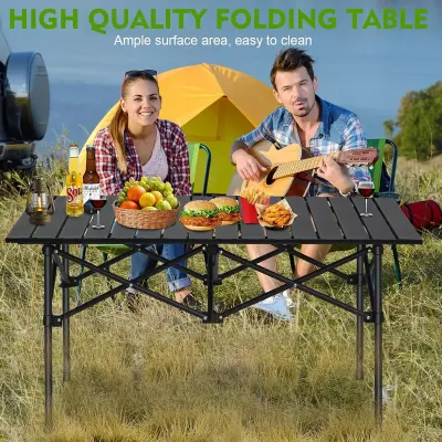 Generic Foldable Aluminum Camping Table 120x55x50 cm – Large Portable Outdoor Roll-Up Table