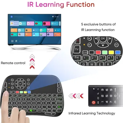 Porodo Mini Wireless Universal Keyboard Remote & Mouse, Porodo - Black