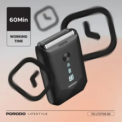 Porodo Dual-Blade Pocket Shaver with Type-C Charging, Travel Lock, Wet or Dry & IPX 6 Washable, Porodo PD-LFST128-BK - Black