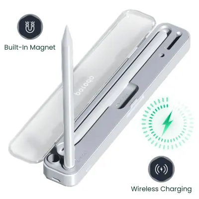 Porodo Wireless Charging Pencil Case – Compatible with Apple Pencil 1 & 2, Magnetic, LED Indicator, Compact & Organized Storage (Only Case)