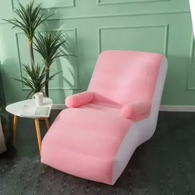 Generic Inflatable Deck Chair with Air Pump, Lounger Sofa for Indoor Living Room Bedroom, Outdoor Travel Camping Picnic Beach Chaise Lounges - Brown Inflatable Deck Chair with Air Pump, Lounger Sofa for Indoor Living Room Bedroom, Outdoor Travel Camping Picnic Beach Chaise Lounges - Pink