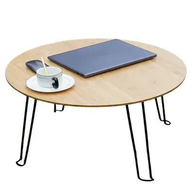 Generic Premium Round Solid Wood Folding Camping Table,  Nordic Minimalist Style with Sturdy Metal Legs