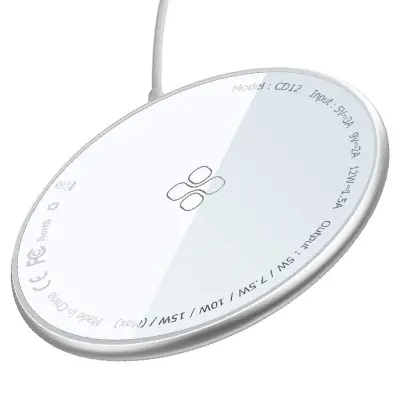 Promate 15W High Speed Compact Magnetic Wireless Charger, Promate Magtag-15W - Silver Silver