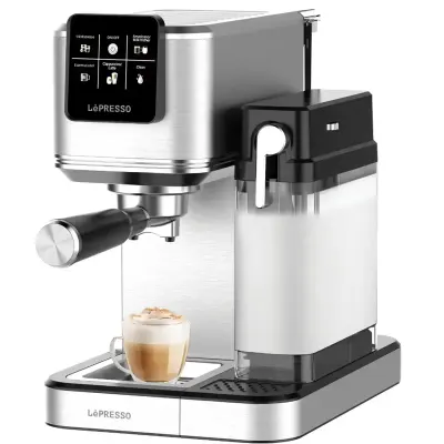Lepresso Latteo Hot & Cold Brewing Coffee Machine with Milk Frothing Function Coffee Maker - Silver