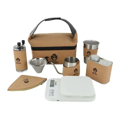 Generic Pour Over Coffee & Tea Set, Manual Grinder, Gooseneck Kettle, Stainless Steel Cups, Digital Scale & Portable Travel Bag