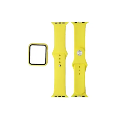 Generic 2in1 45mm Band&Case Slicone Watch Straps, Yellow (Only Straps)