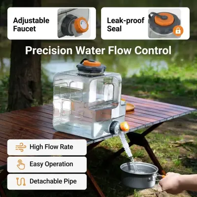 Generic Portable 20L Camping Water Container Large Capacity Clear Plastic Water Tank with Spigot, BPA Free Food Grade Water Storage Jug for Outdoor Travel