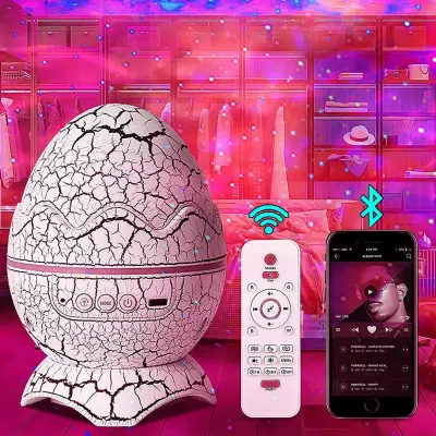 Generic Dinosaur Egg Galaxy Star Projector Starry Light with Wireless Music Player, Bluetooth Speaker, White Noise, Night Light for Adults, Kids, Home Theatre, Ceiling, Home Décor - Red Red