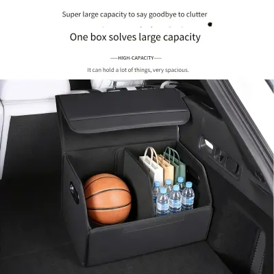 Generic Premium Foldable Car Trunk Storage Organizer Box with Quilted Design Red