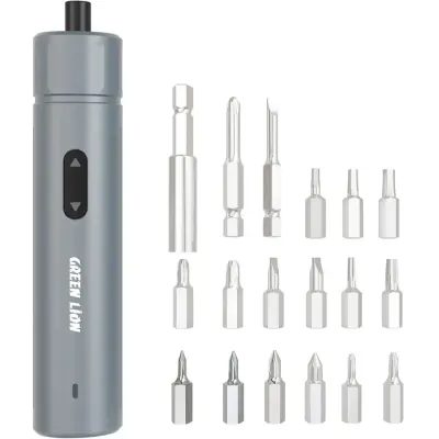 Green Lion GSD-28 Cordless Screwdriver with 28-Piece CRV Magnetic Bit Kit