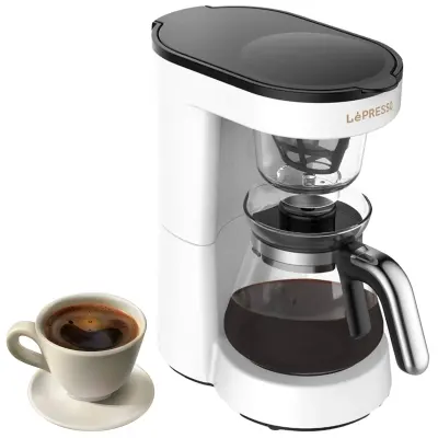 Lepresso Drip Coffee Machine BS plug 0.75L, 40Min Keep Warm, 700W Rated Power, 40Min Auto Power-Off, Patended Design Coffee Maker