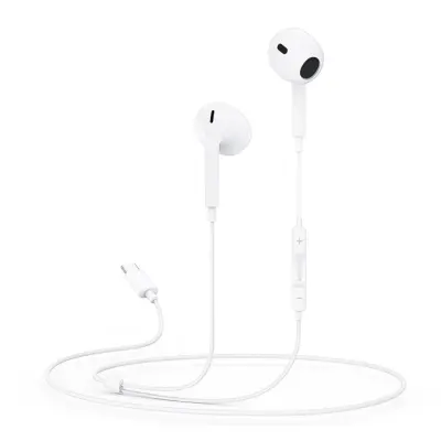 Yesido Earphones with Wired Control and Ergonomic Design, 3 Buttons and Type-C Connector, Yesido YH38 - White