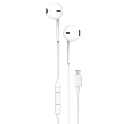 soundtec Portable Earphones with Type-C Connector, Mic and Call Controls, 1.2m Cable Length, Porodo sountec - White