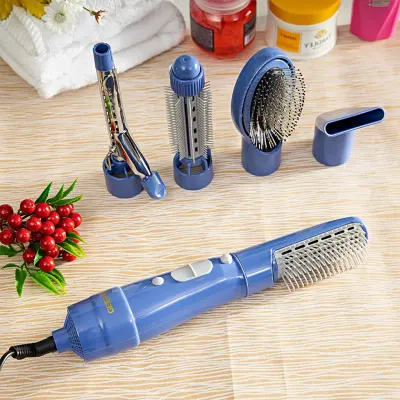 Geepas 6-in-1 Hair Styler 750W, Straighter, Volumizer, Hot Air Brush with 2 Speed Settings, Clikon GH715 - Purple