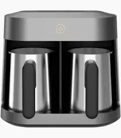 Lepresso Dual Pot Electric Turkish Coffee Maker with 2 x 250ml Stainless Steel Cezves, Digital Control Panel, 3 Boiling Modes, 800W