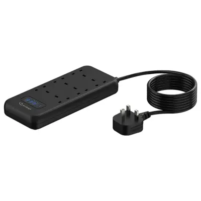 Goaltage Power Strip 3250W With 6 UK Outlets, USB-c Pd 30w, 3 USB-a Ports, 3M Cable, 13A Rated Power, Fire-Resistant ABS, and Safety Protection