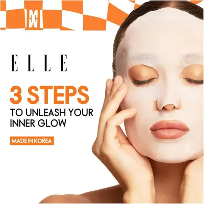 ELLE Radiance Kit Peeling & Whitening 3-Step Facial Care Treatment with 9% AHA Peeling Glove, Hydrating Soothing Sheet Mask & Intensive Niacinamide Brightening Serum, Lactic Acid, Glycolic Acid & 5 Fruit Extracts, 4 Pack