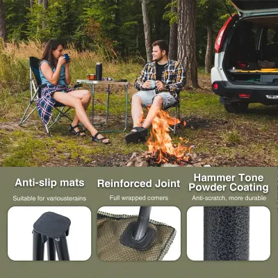 Generic Heavy Duty Folding Camping Chair with Padded Backrest & Cup Holder Brown