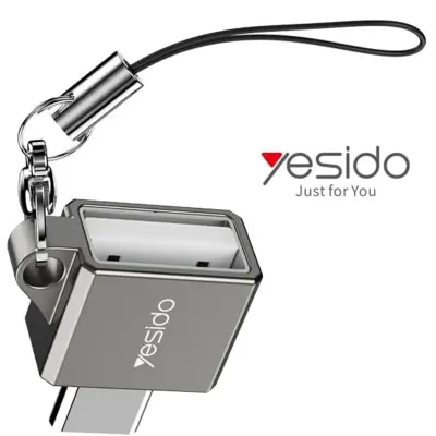 Yesido Type-C Male to USB-A Female High-Speed OTG Adapter Converter with Anti-Lost Lanyard Keychain