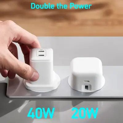 Anker 40 Watt Dual-Port USB Type-C Wall Charger, Anker A2038K21 White