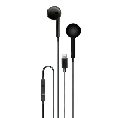 Green Lion Earphones with Lightning Connector, 1.2m Cord, TPE and Copper Construction, for Rich Sound Quality, Green Lion - Black Earphones with Lightning Connector, 1.2m Cord, TPE and Copper Construction, for Rich Sound Quality, Green Lion - Black